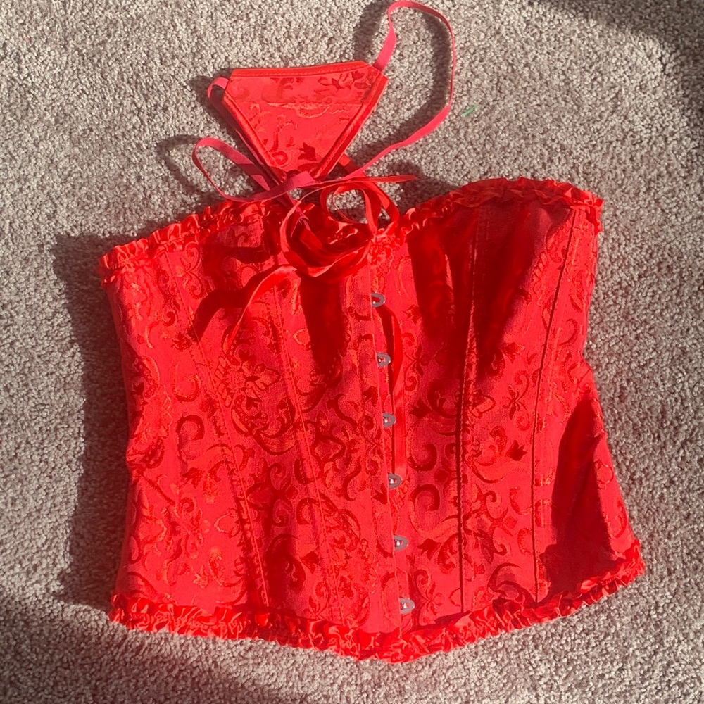 NWOT Women’s Valentine Day Red corset and Thong set.